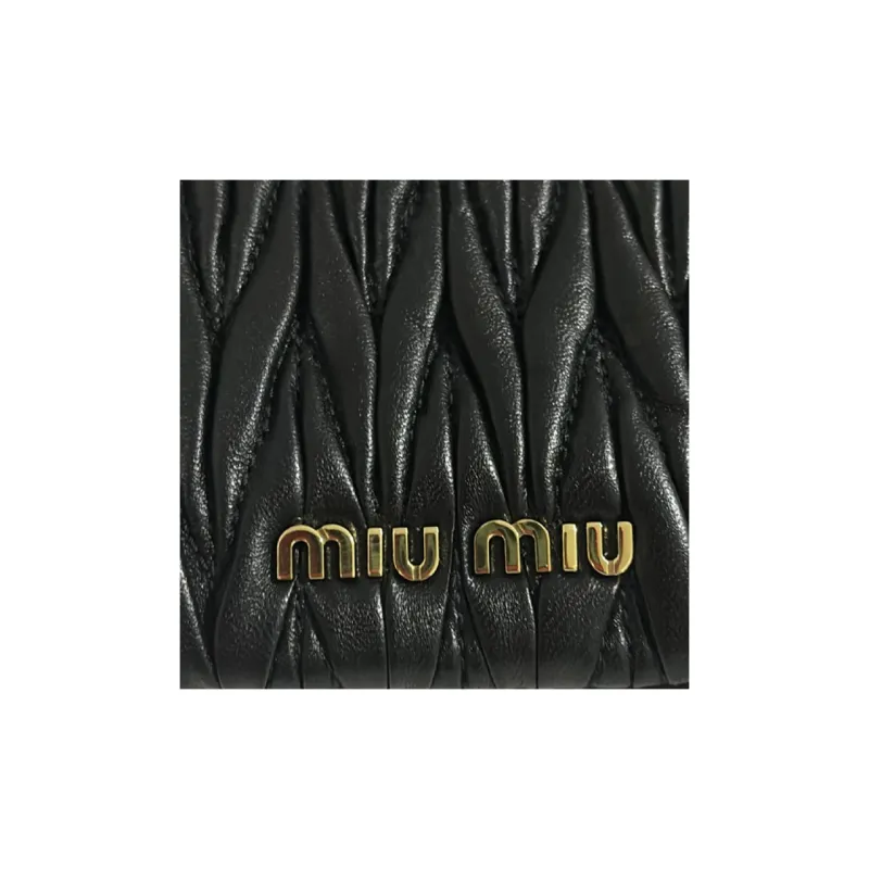 MIU MIU Sheepskin Patchwork With Cow Leather Shoulder Bag Crossbody Bag Women's Black-4