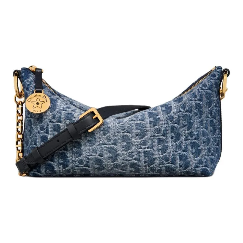 DIOR Jacquard Fabric Handbag, Shoulder Bag Women's Blue-1