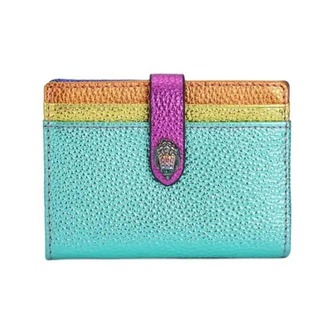Kurt Geiger London Pebbled Cow Leather Card Holder Women's Blue & Multicolor-0