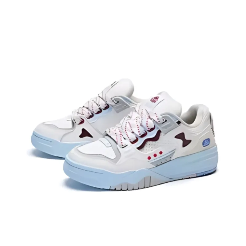 Kappa Anti Slip Wear Resistant Low Top Skateboard Shoes Women's White Blue-2