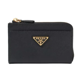 PRADA Saffiano Leather Wallet Key Pouch Women's Black