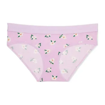 Victoria's Secret Logo Cotton Hiphugger Panty/Violet Sugar Tossed Lilies Underpants Women's 1 Pack Purple Print