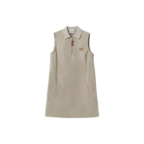 MIU MIU Sleeveless Dresses Women's Mud Gray