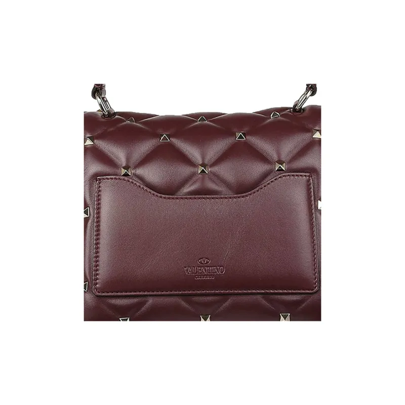 Valentino Calfskin Shoulder Bag Crossbody Bag Handbag Regular Women's Deep Red-3