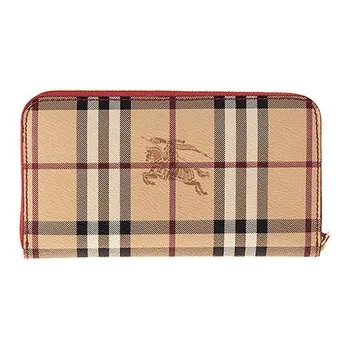 Burberry PVC With Calfskin Card Holder Wallet Women's Red