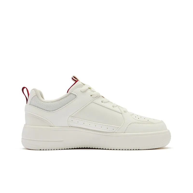QIAODAN Skateboard Shoes Men Low Top Ivory Iron Red-2