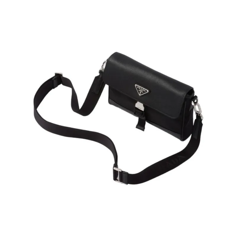 PRADA Re NylonSaffiano Fabric Shoulder Bag, Crossbody Bag Regular Men's Black-2
