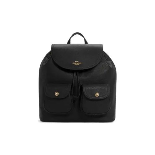 COACH Pennie Leather Backpack Small Size Women's Black