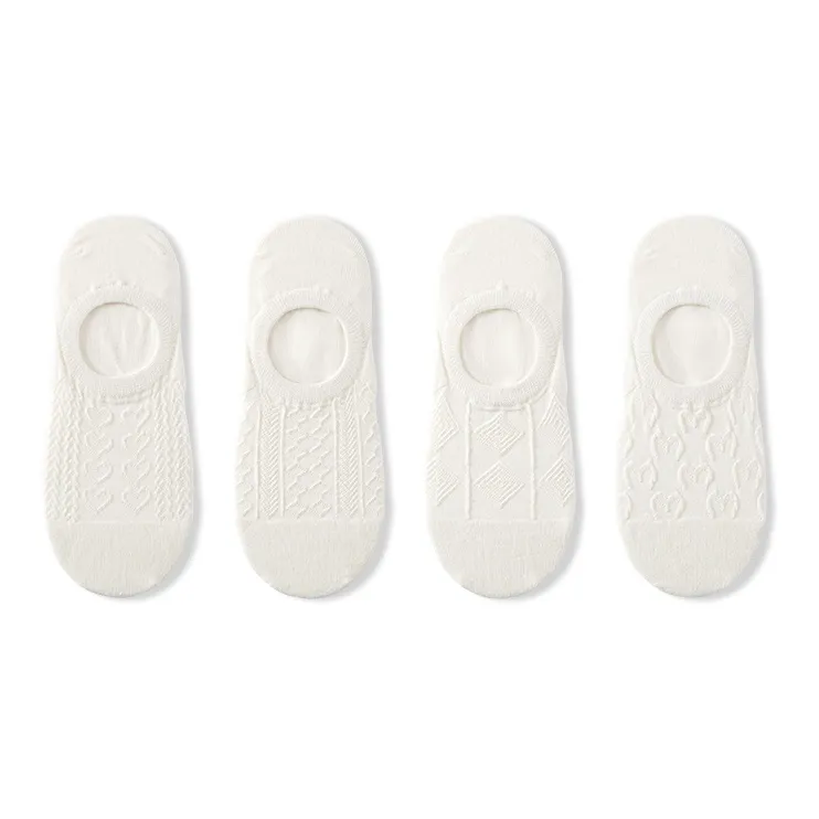 NAIER No Show Socks Women's 4 Pack Subtle Texture Ice Silk-1