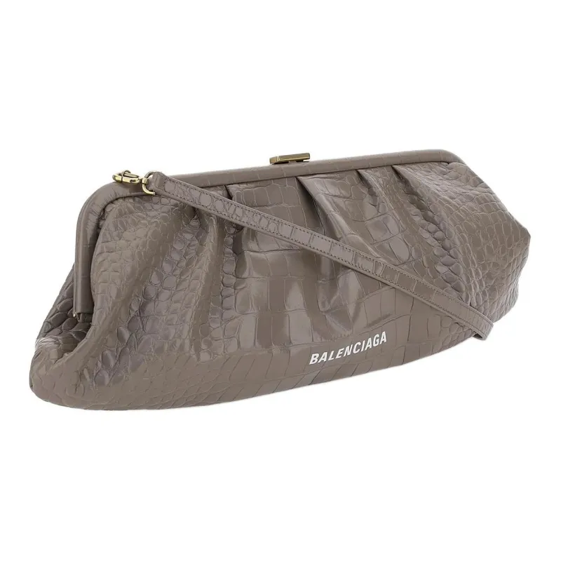 Balenciaga Calfskin One Shoulder Crossbody Clutches Extra Large Women's Gray-1