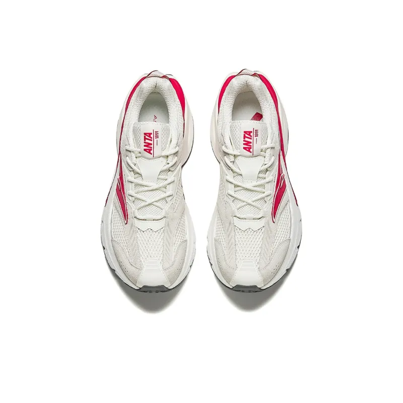 Anta Cushioning Height Increase Low Top Nitrogen Technology Running Shoes Men's White Red-2