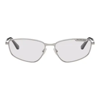 Balenciaga Metal Acetate Irregular Shape Sunglasses Unisex Silver