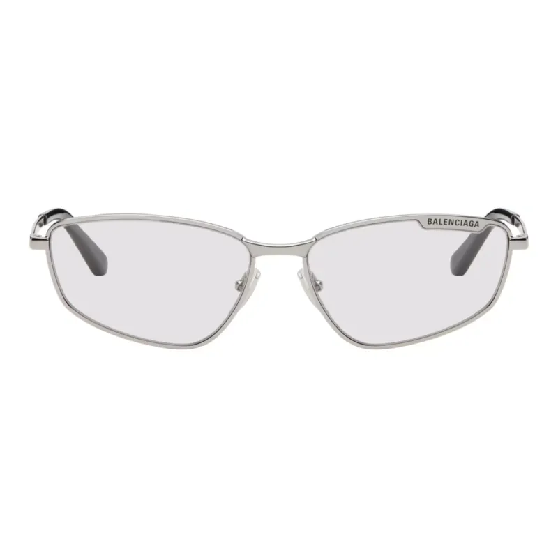 Balenciaga Metal Acetate Irregular Shape Sunglasses Unisex Silver-0