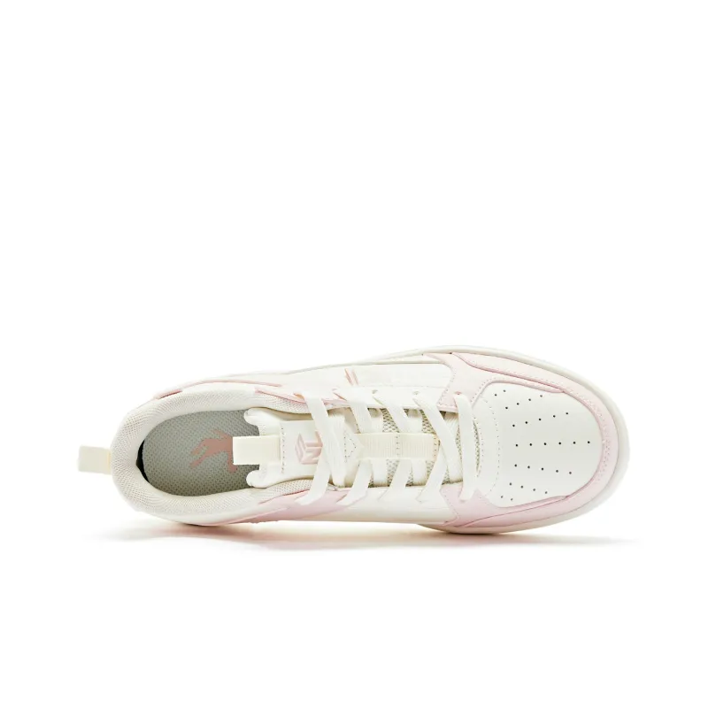 QIAODAN Paisley Coverage Slip Resistant Balance Lightweight Low Top Skateboard Shoes Women's Ivory Cloud Pink-3