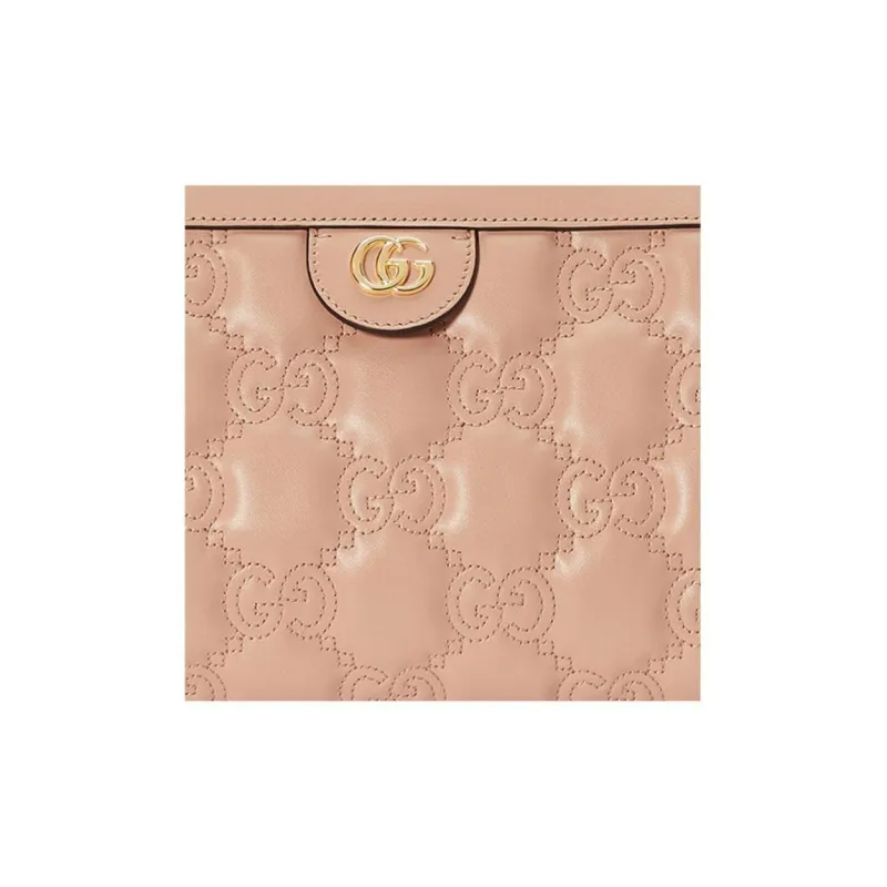 GUCCI GG Matelassé Leather Chain Bag Shoulder Bag Portable Crossbody Bag Shoulder Bag Small Size Women's Rose Beige-9