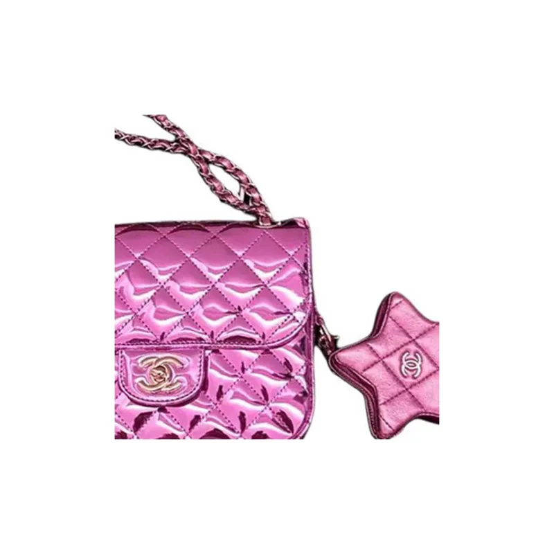 CHANEL Calfskin With Lambskin Flap Bag, Shoulder Bag, Crossbody Bag Mini Women's Metal Purple-1