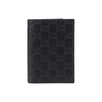 GUCCI Calfskin Passport Holder Men's Black