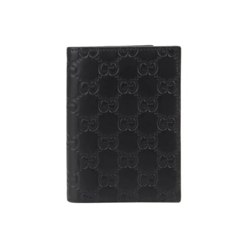 GUCCI Calfskin Passport Holder Men's Black-0