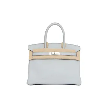 HERMES Birkin Taurillon Clemence Bullock Leather Birkin Bag Handbags Regular Women's 08 Pale Blue Holy Grail Blue