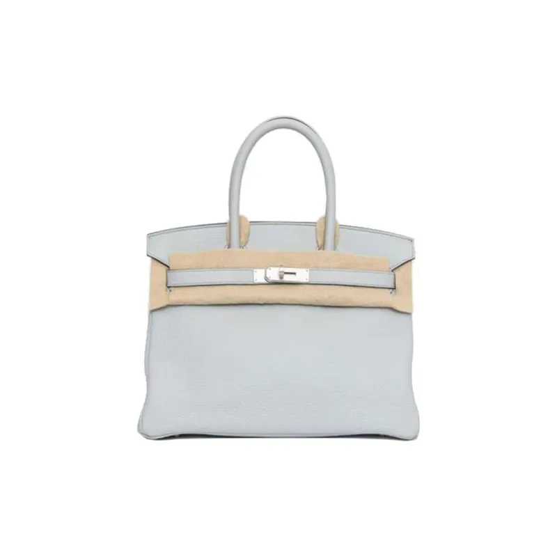 HERMES Birkin Taurillon Clemence Bullock Leather Birkin Bag Handbags Regular Women's 08 Pale Blue Holy Grail Blue-0
