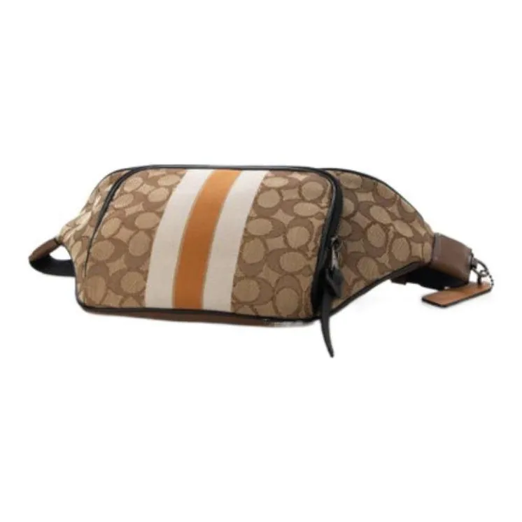 COACH Leather One Shoulder Crossbody Fanny Pack Large Size Men's Caramel Brown-1
