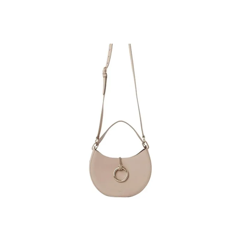 Chloe Grained Calfskin Hobo Bag Shoulder Bag Crossbody Bag Small Size Women's Beige-0