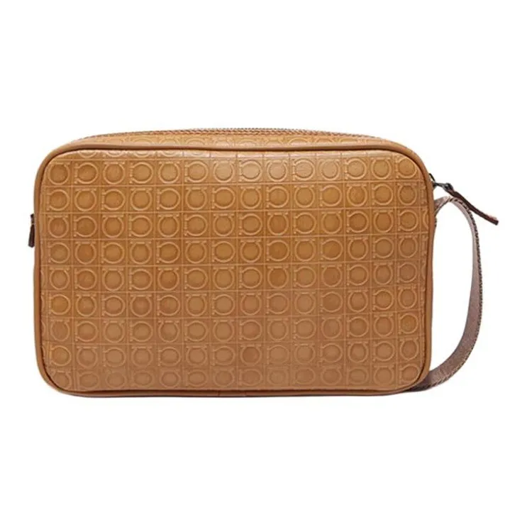 FERRAGAMO Calfskin Camera Bag Clutch Men's Yellow-2