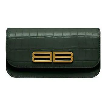Balenciaga Gossip Calfskin Wallet Women's Dark Green