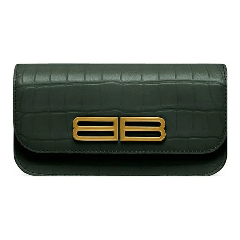 Balenciaga Gossip Calfskin Wallet Women's Dark Green-0