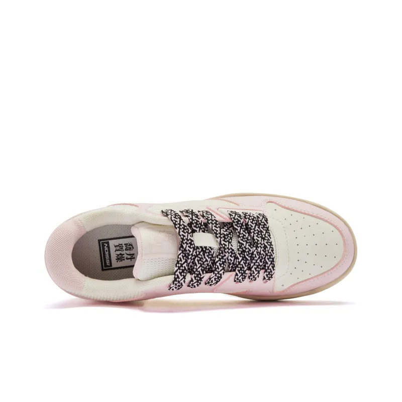 QIAODAN Sea Salt 2.0 Height Increasing Wear Resistant Slip Resistant Low Top Skateboard Shoes Women's Ivory Frost Pink-3
