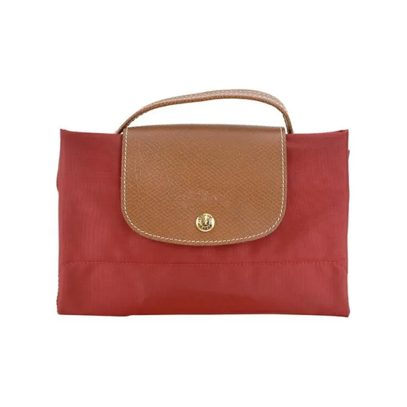 LONGCHAMP Le Pliage Recycled Canvas With Leather Trim Canvas Bag Portable Briefcase Small Size Men's Red-5