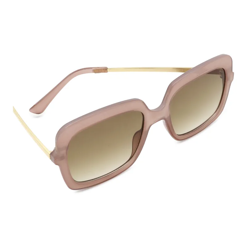Pair Ponyo PC Square Sunglasses Unisex Transparent Dark Pink-2