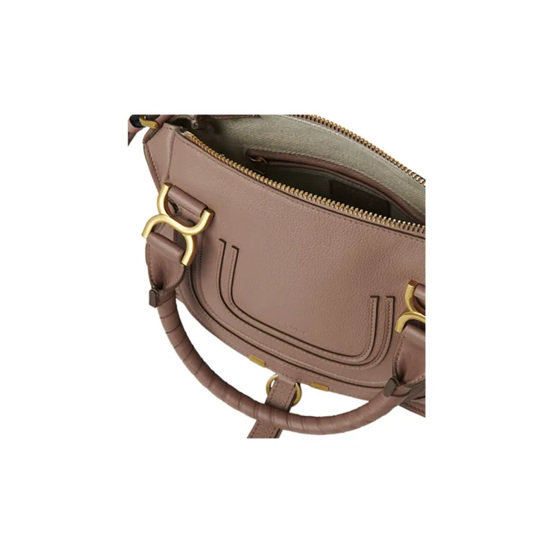 Chloe Marcie Grain Calfskin Shoulder Bag, Crossbody Bag, Handbag Trumpets Women's Rose Pink-2