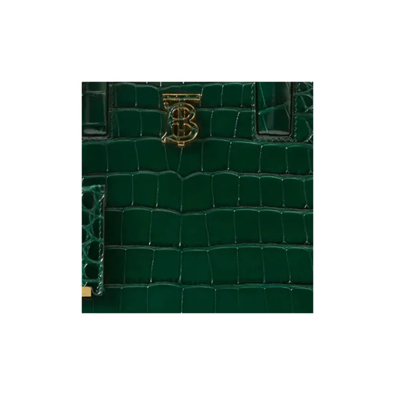 Burberry Calfskin Tote Bag Shopping Bag Handbag Mini Women's Dark Green-4