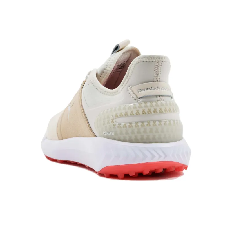 PUMA IGNITE Elevate Anti Slip Wear Resistant Low Top Golf Shoes Men's White Brown-4