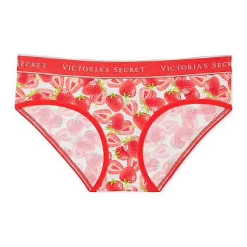 Victoria's Secret PINK COTTON Logo Cotton Hiphugger Panty/R S Underpants Women's 1 Pack Strawberry Print