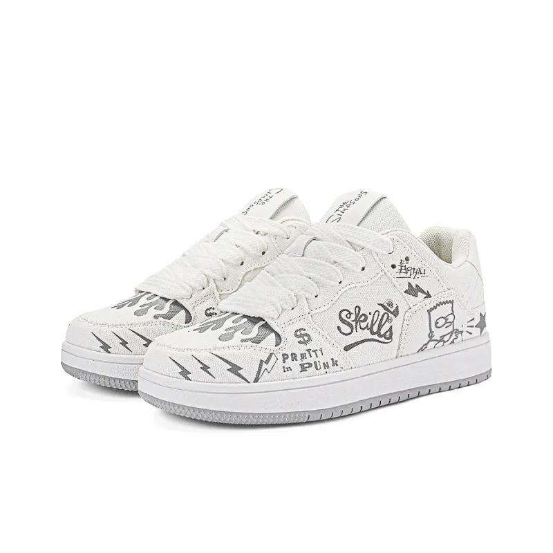 The Simpsons Anti Slip Wear Resistant Breathable Lightweight Cushioning Low Top Canvas Shoes Unisex White-1