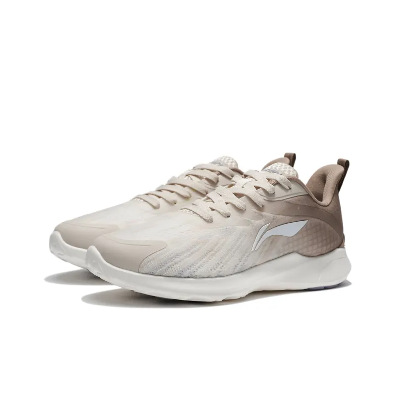 LiNing Qingyi Cushioning Abrasion Resistant Breathable Low Top Running Shoes Men's White Umber-3