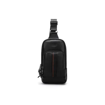 ELLE HOMME Cow Leather Sling Bag Men's Black