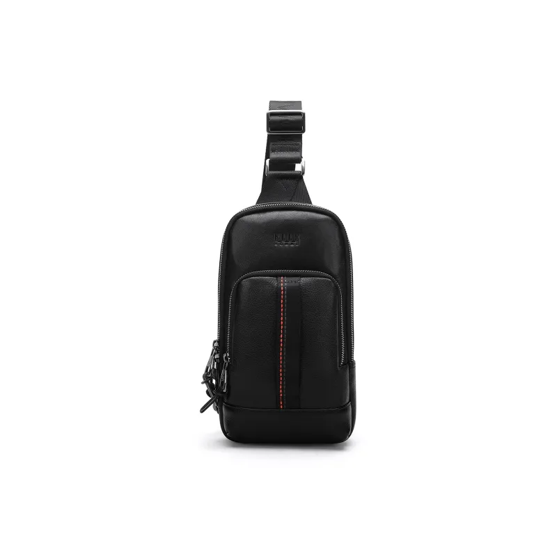 ELLE HOMME Cow Leather Sling Bag Men's Black-0