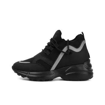 He Jinchang Anti Slip Wear Resistant Moisture Wicking Lightweight Low Top Chunky Sneakers Women's Black