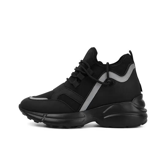 He Jinchang Anti Slip Wear Resistant Moisture Wicking Lightweight Low Top Chunky Sneakers Women's Black-0