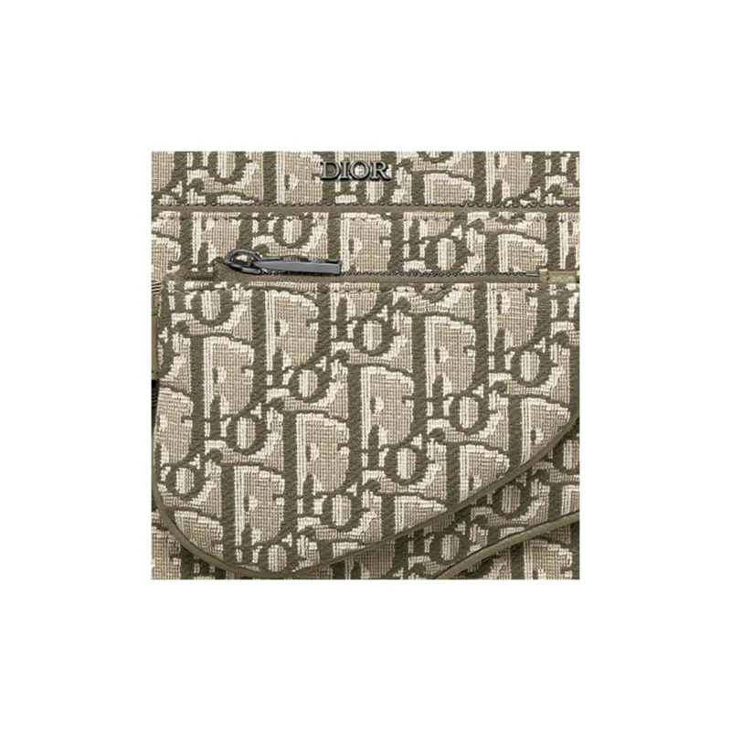 DIOR Oblique Printed Fabric Saddle Three-Piece Set Shoulder Bag Crossbody Bag Men's Khaki-5
