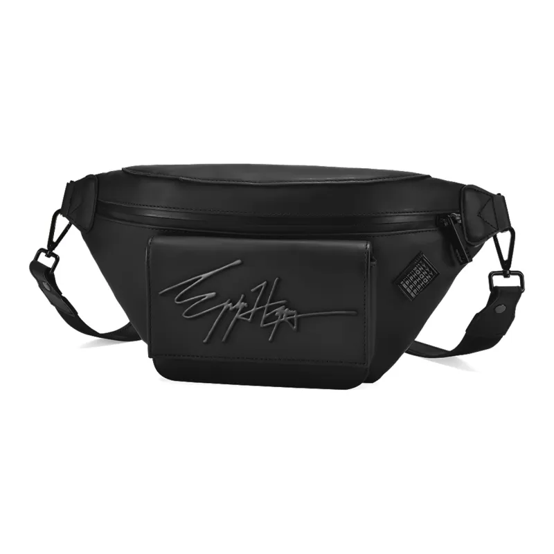 EPIPHQNY PU Leather Waist Bag Chest Bag Regular Unisex Black-1