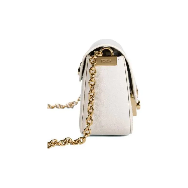 Furla Metropolis Collection Calfskin Small Square Bag Pig Nose Shoulder Bag Crossbody Bag Small Size Women's White-2