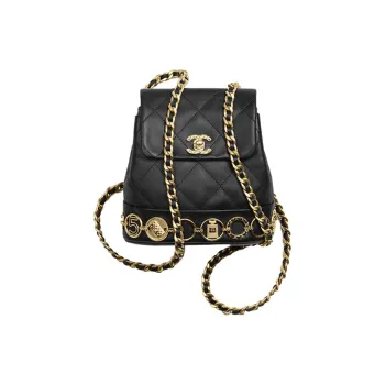 CHANEL Calfskin Backpack Women's Black