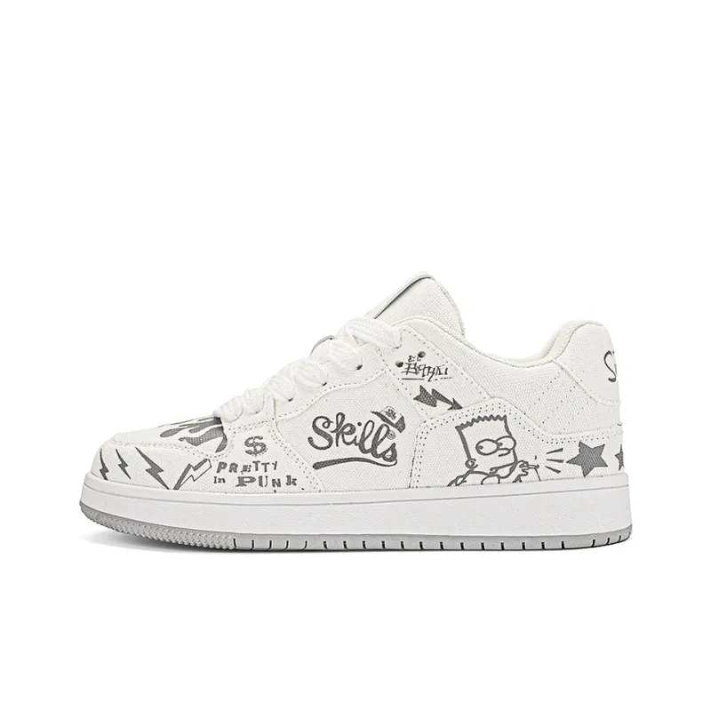 The Simpsons Anti Slip Wear Resistant Breathable Lightweight Cushioning Low Top Canvas Shoes Unisex White-2