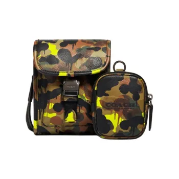 COACH Charter Leather Crossbody Bag Coin Purse Sling Bag Mini Men's Camouflage