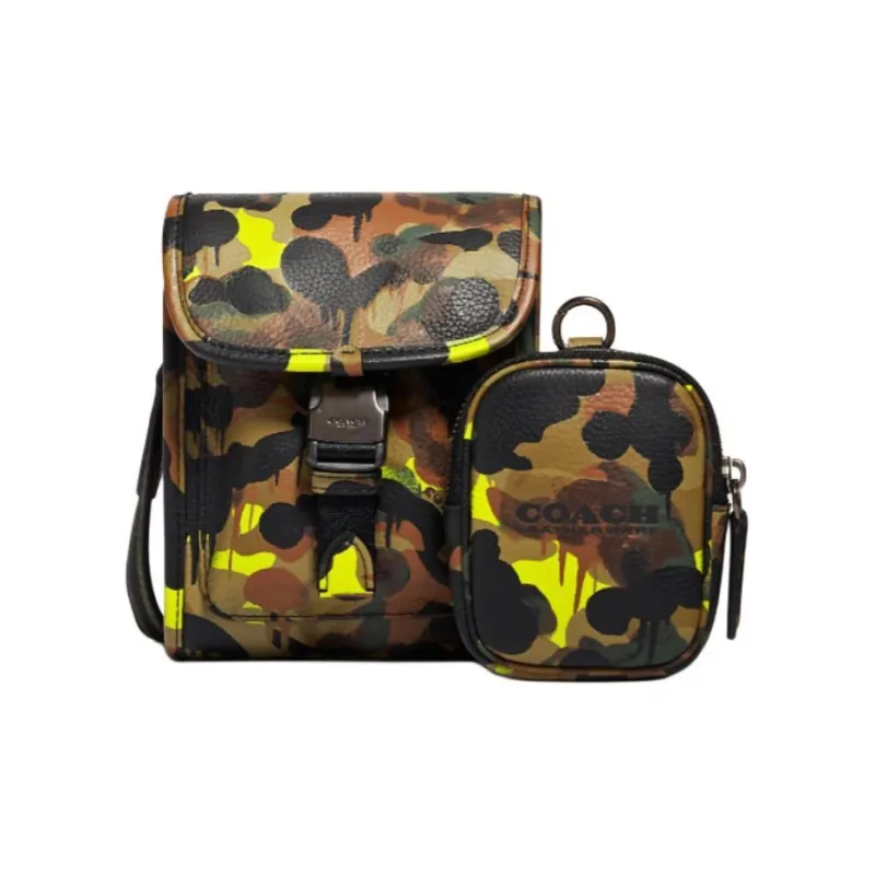 COACH Charter Leather Crossbody Bag Coin Purse Sling Bag Mini Men's Camouflage-0