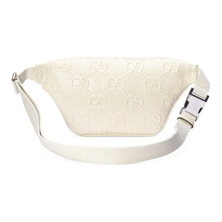 GUCCI Leather Shoulder Bag Crossbody Bag Sling Bag Fanny Pack Unisex White-3